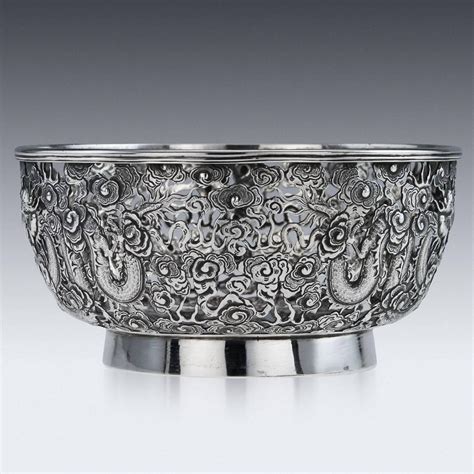 Antique 19th Century Chinese Export Silver Wang Hing Dragon Bowl Circa 1890 At 1stdibs