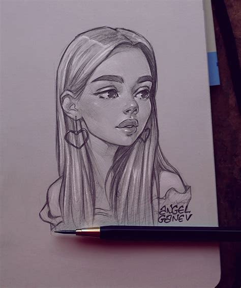 Angel Ganev Sketches Girl Drawing Sketches Cool Art Drawings