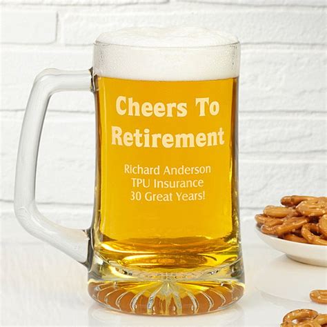 Cheers To Retirement 28 Oz 2 Sided Engraved Beer Mug Or Any Etsy