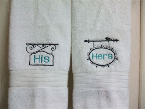 Set Of Two 2 Personalized Custom Embroidered His And Hers Hand Towels