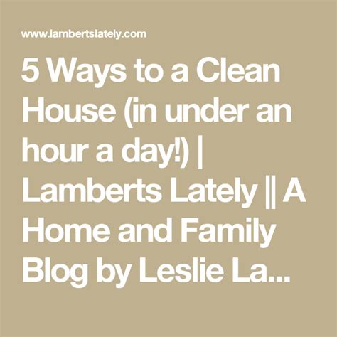 5 Ways To A Clean House In Under An Hour A Day Clean House