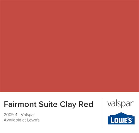 Red tends to increase heart rate while orange evokes enthusiasm, making it ideal for a fitness room or home office. Valspar Paint - Color Chip - Fairmont Suite Clay Red ...