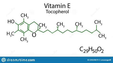 Tocopherol Skeletal Formula Vitamin E Molecular Structure Scientific