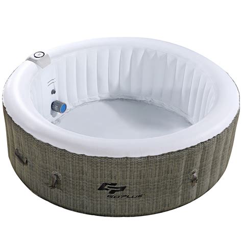 Costway Goplus 4 6 Person Inflatable Hot Tub Portable Heated Massage Spa White