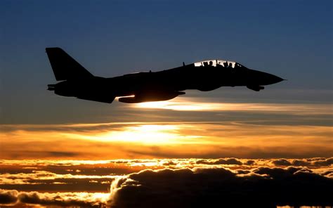 Wallpaper Sunset Vehicle Silhouette Airplane F 14 Tomcat