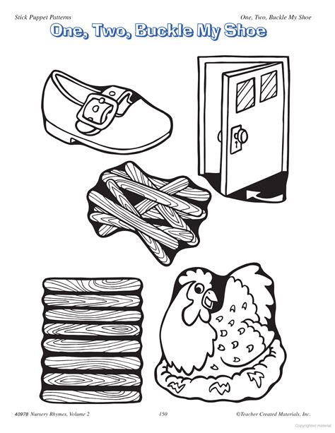Familiarize your child with some simple sight words and rhymes with this coloring page of one, two, buckle my shoe. Learning Center Activities for "One, Two, Buckle My Shoe ...