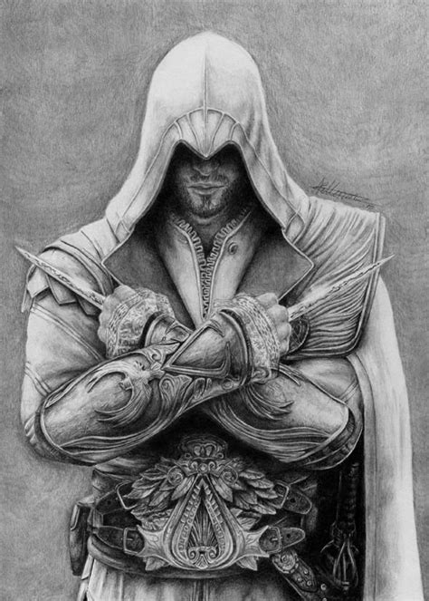 Ezio By Laminated Teabag Assassins Creed Tattoo Assassins Creed Art