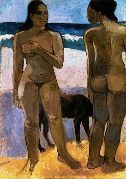 Two Tahitian Women On The Beach Paul Gauguin Als Reproductie