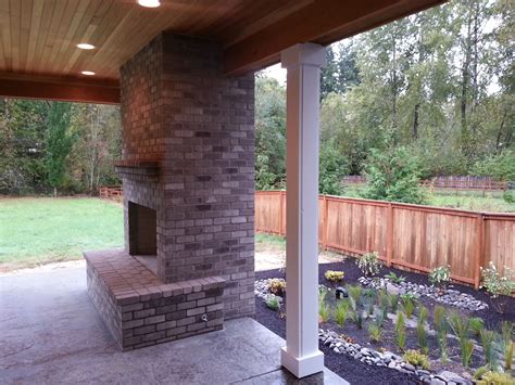 Outdoor Fireplace Brick Gray Brick Outdoor Living Large Fireplace