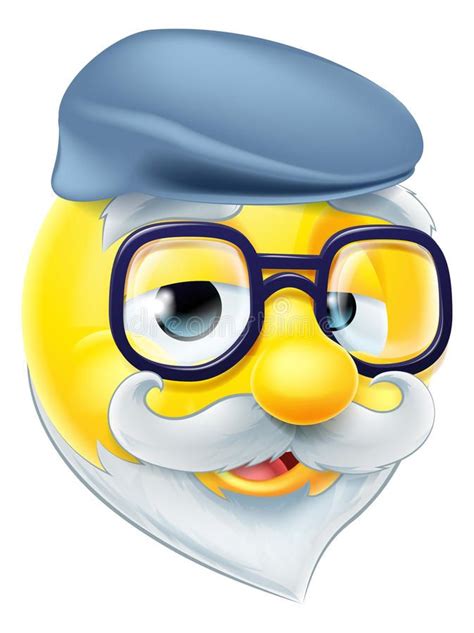 Emoticon mayor de Emoji del hombre stock de ilustración Funny emoji faces Emoticon Old man