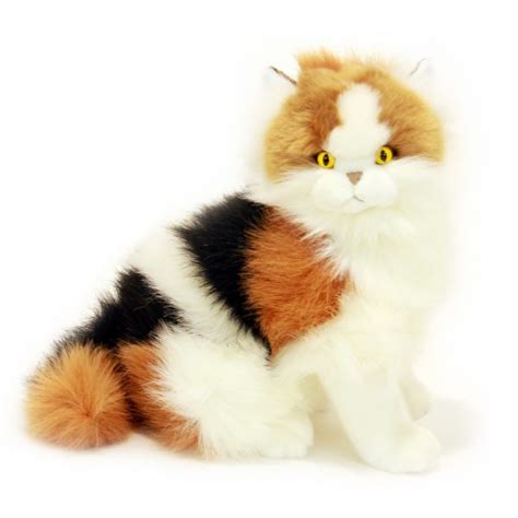 Calico Cat Plush Toy Soft Fluffy Plush Cat Long Haired Cat Plush Soft Toy