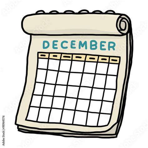 Calendar Of December Cartoon Vector And Illustration Hand Drawn