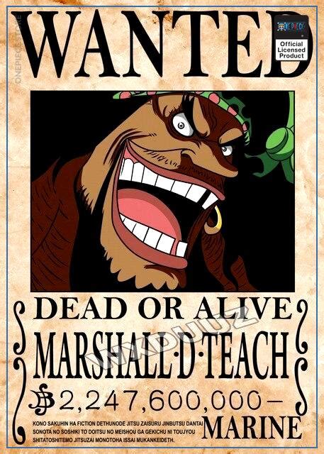 One Piece Official Wanted Poster Marshall D Teach Anime Japan Mugiwara