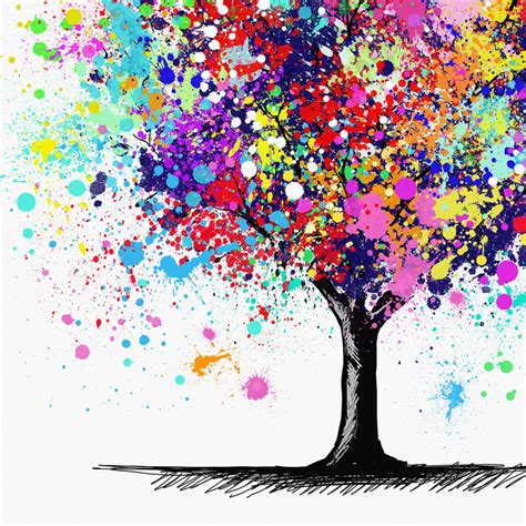Tree Of Life Abstract Paint Splatter Pop Art Canvas Wall Art