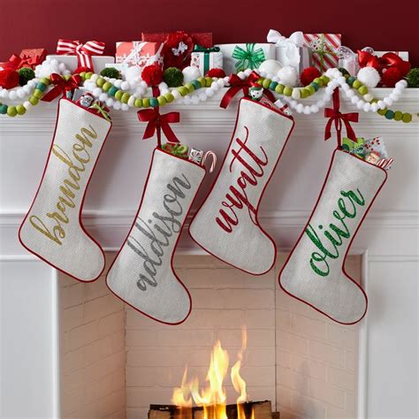 Personalized Swirl Name Christmas Stocking 4 Colors Available