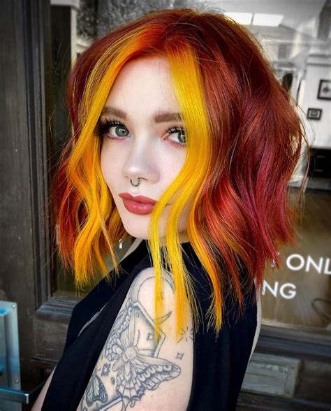 10 Shoulder Length Haircuts And Color Fancy Triple Colors Pop Haircuts