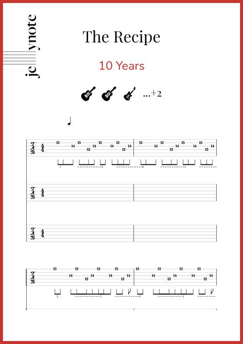 Partituras De Years The Recipe Guitarra Y Bajo Jellynote