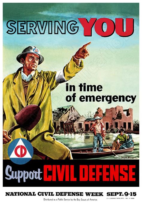 Civil Defense Serving You Vintage Poster Etsy