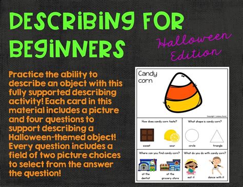 Describing For Beginners Halloween Edition Speech And Language