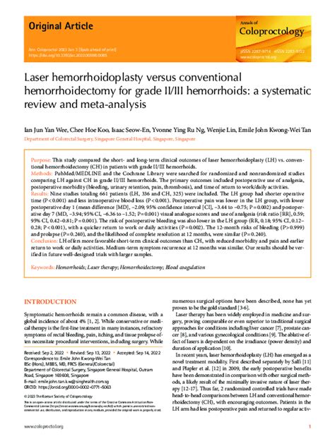 Pdf Laser Hemorrhoidoplasty Versus Conventional Hemorrhoidectomy For Grade Ii Iii Hemorrhoids