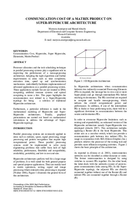Pdf Cost Of A Matrix Product On Super Hypercube Architecture Hamid