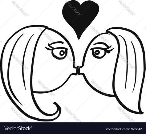 Cartoon Of Woman And Woman Two Lesbian Women In Vector Image