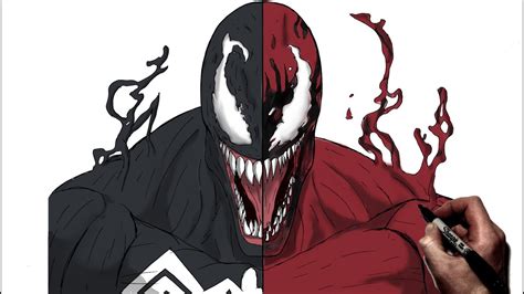 How To Draw Venomcarnage Step By Step Marvel Youtube