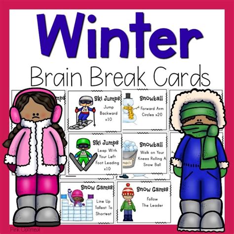 Winter Theme Brain Break Cards Pink Oatmeal Shop In 2020 Brain