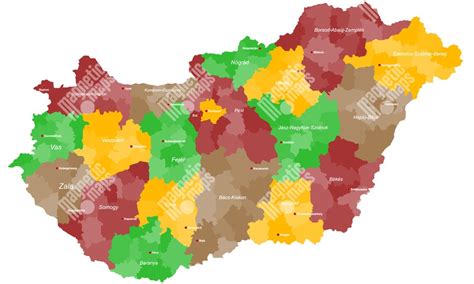 Magnetická Mapa Maďarska Administratívna Farebná