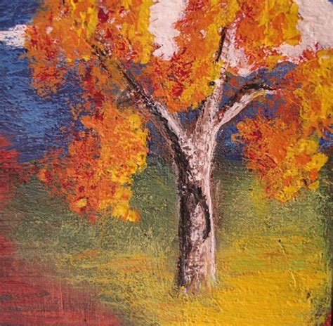Aceo Original Acrylic Painting Autumn Tree Landscape On Etsy 2200