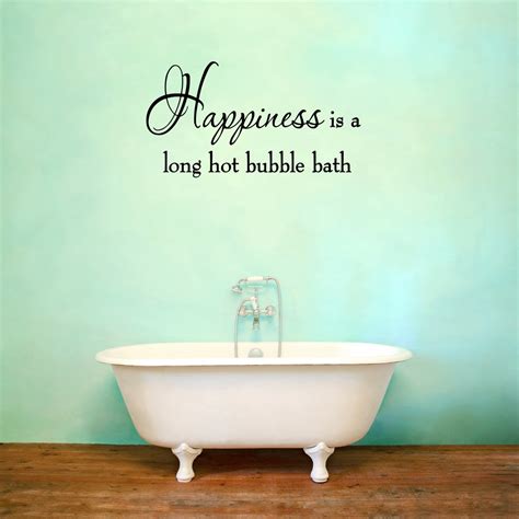 Happiness Is A Long Hot Bubble Bath Wall Decal Bathroom Quotes Shower Sticker Wall Decal