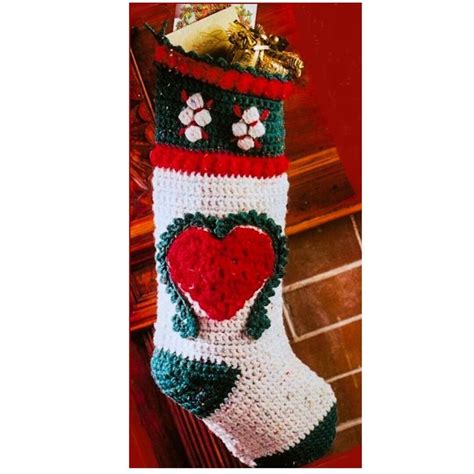 Crochet Christmas Stocking Pattern Crochet Country Stocking Pattern Pdf Vintage Crochet Pdf