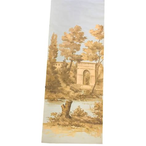 Hand Painted Gracie Wallpaper Panels French Toile Countryside Scene At