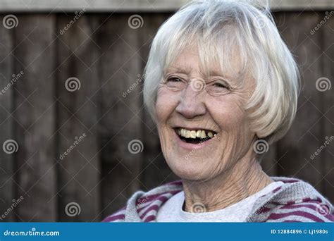 Laughing Senior Woman Stock Photo Image Of Occupied 12884896