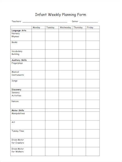 10 Infant Lesson Plans Template Template Free Download