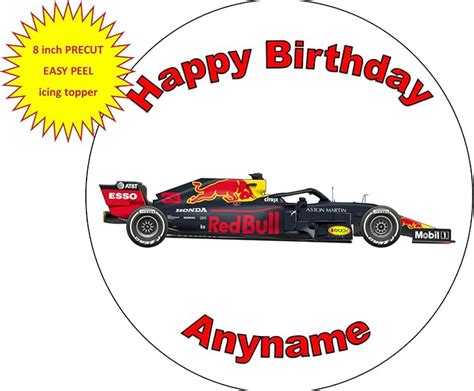 Formula One Red Bull Car Colours Personalised Name Happy Birthday 8