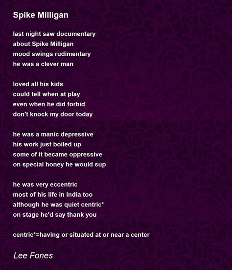 Spike Milligan Poem By Lee Fones Poem Hunter