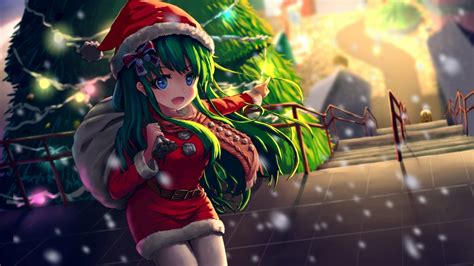 Download 1600x900 Anime Girl Christmas Santa Costume