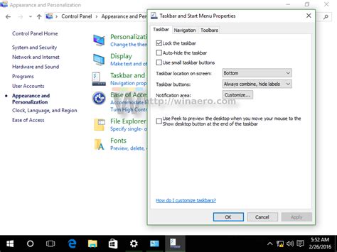 How To Create A Taskbar Settings Shortcut In Windows 10