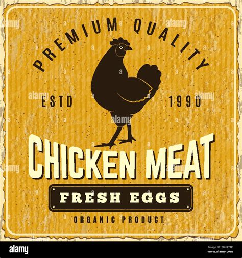 Chicken Poster Fresh Farm Menu Logo Restaurant Pollo Placard Vector