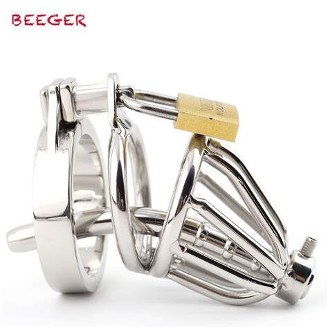 Beeger New Small Male Chastity Cage Metal Cock Ring Stainless Steel