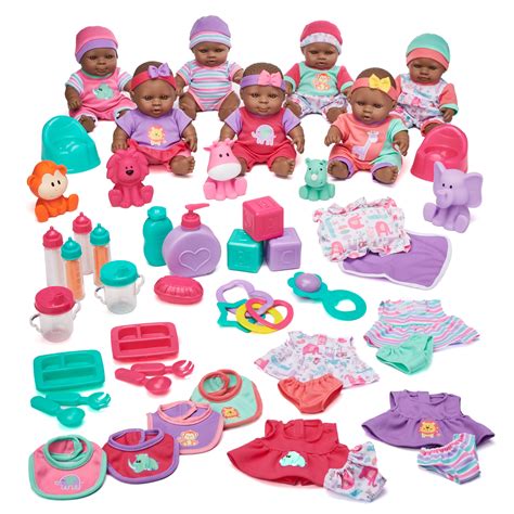 Kid Connection Deluxe 9 Baby Doll Play Set 48 Pieces African