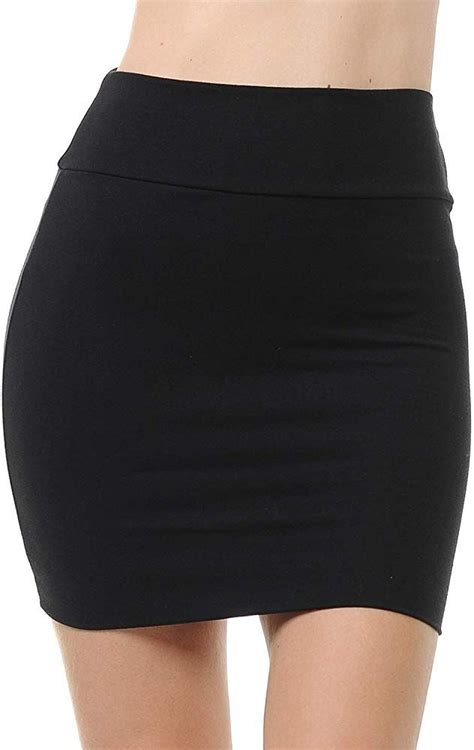 Fashion Aktiv Basic Double Layer Cotton Simple Stretchy Tube Pencil Mini Skirt X Large Black