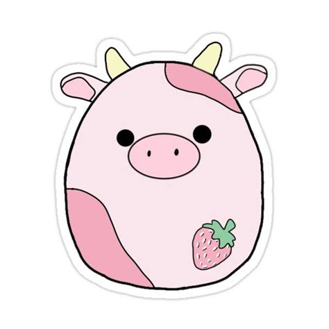 Strawberry Cow Squishmallow Sticker By Mallowmaddie In 2022 Cute Doodles Cute Cartoon