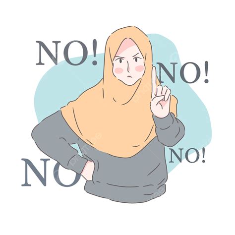 Gambar Say No Pose Islam Gadis Tudung Kartun Katakan Tiada Pose Katakan Tidak Png Dan Psd