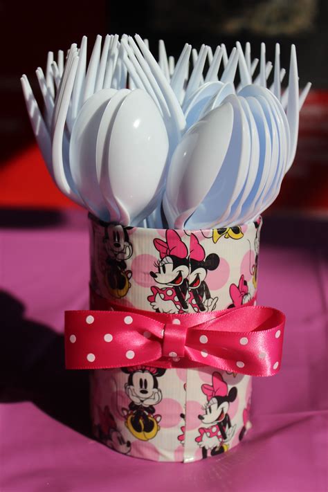 DIY utensil holder great for parties!!! Used tin can and ...