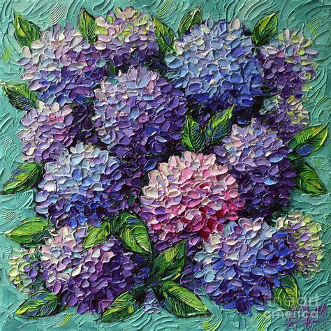 Hydrangeas For Elizabeth Commissioned Palette Knife Oil Painting