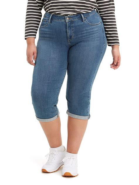 Levis Womens Plus Size Mid Rise Shaping Capri Jeans