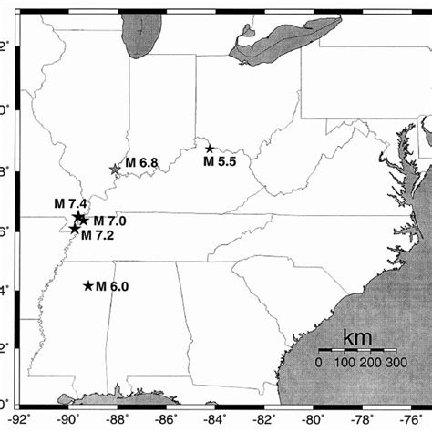 Map Showing Location Of The New Madrid Seismic Zone As Illuminated By