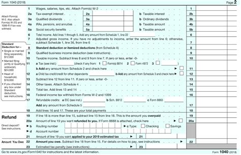 Federal Income Tax Form 1040 Sr Instructions Tax